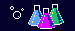a button with three colourful beakers
